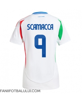 Italia Gianluca Scamacca #9 Echipament de Fotbal Replică European 2024 Femei Deplasare